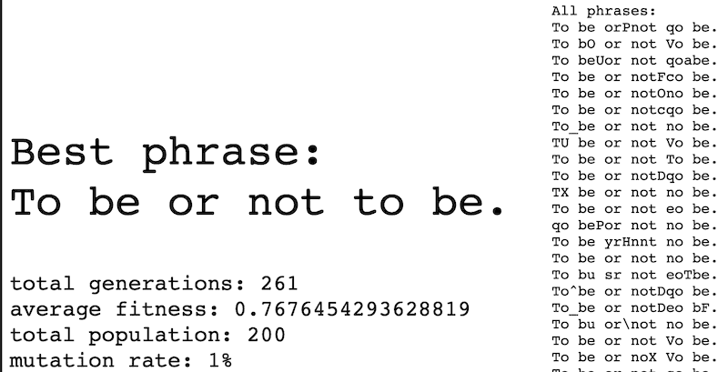 "Shakespeare Pool selection" code example