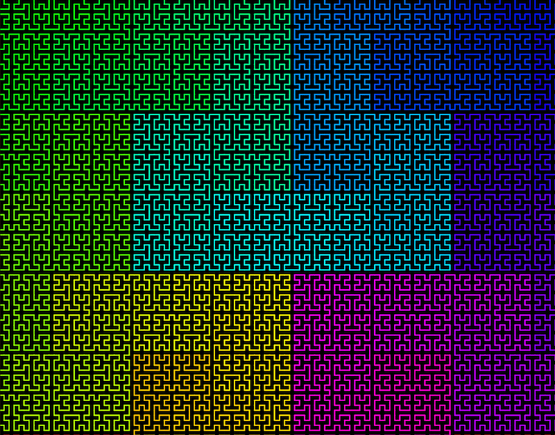 dragon curve, gosper curve and hilbert curve with L-system