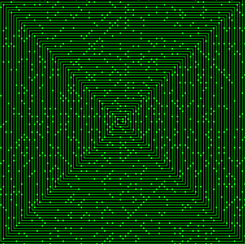 Ulam Prime Spiral in green